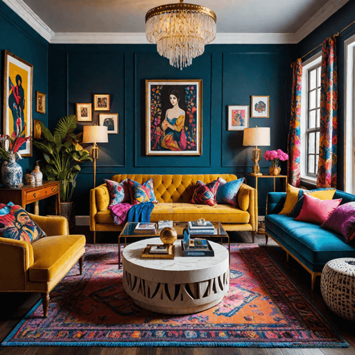 Maximalist colorful Bloxburg living room