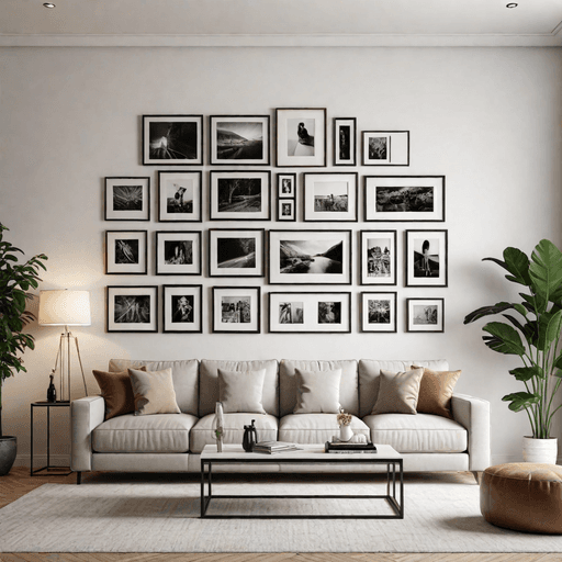 Statement gallery wall in modern living room