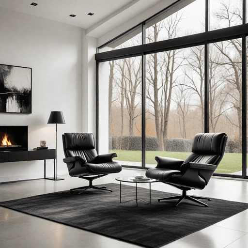 Modern leather recliner in minimalist living room