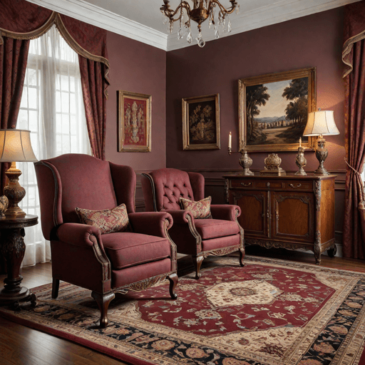 Traditional wingback recliner in classic formal living room