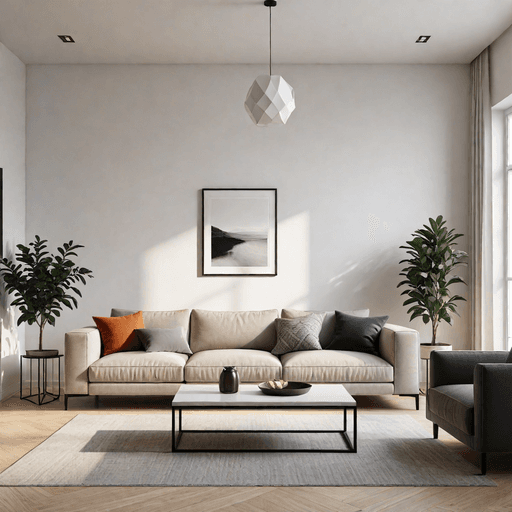 Modern minimalist furniture in living room