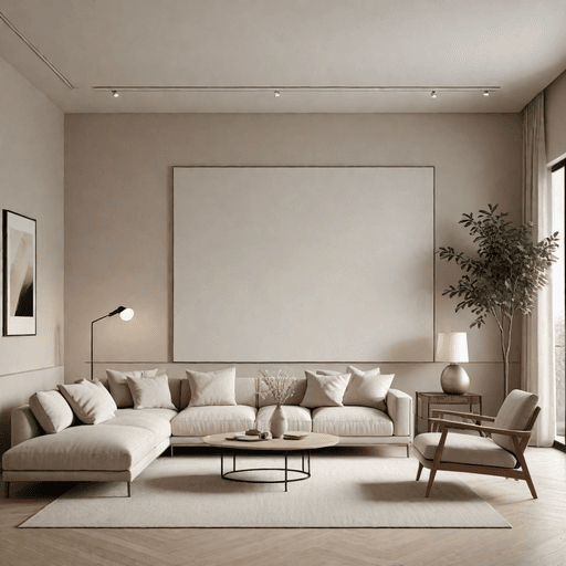 Minimalist living room with neutral colors