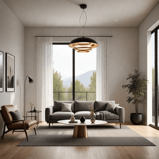 Minimalist living room with strategic lighting design