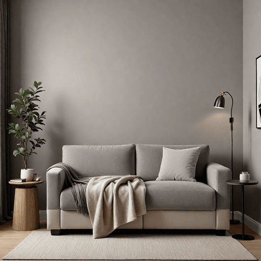 Corner wall hugger recliner in small living room with built-in storage