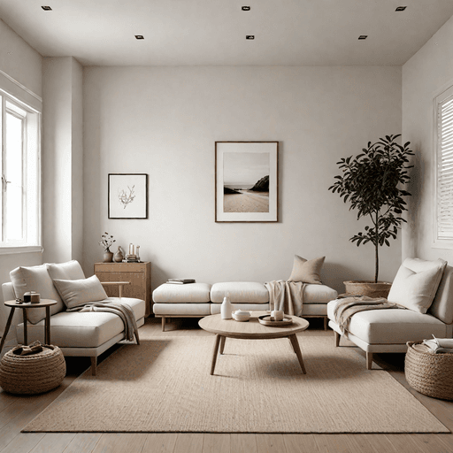 Sleek slim profile recliner in all-white monochromatic small living room